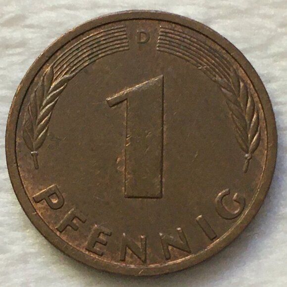 1982D West Germany 1 Pfennig Copper Plated Steel Coin - Picture 3 of 6